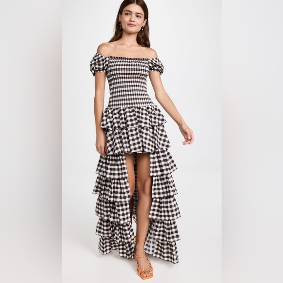 NWT $695 Caroline Constas Malta Gown In Black Check Plaid Size XS - Picture 6 of 8